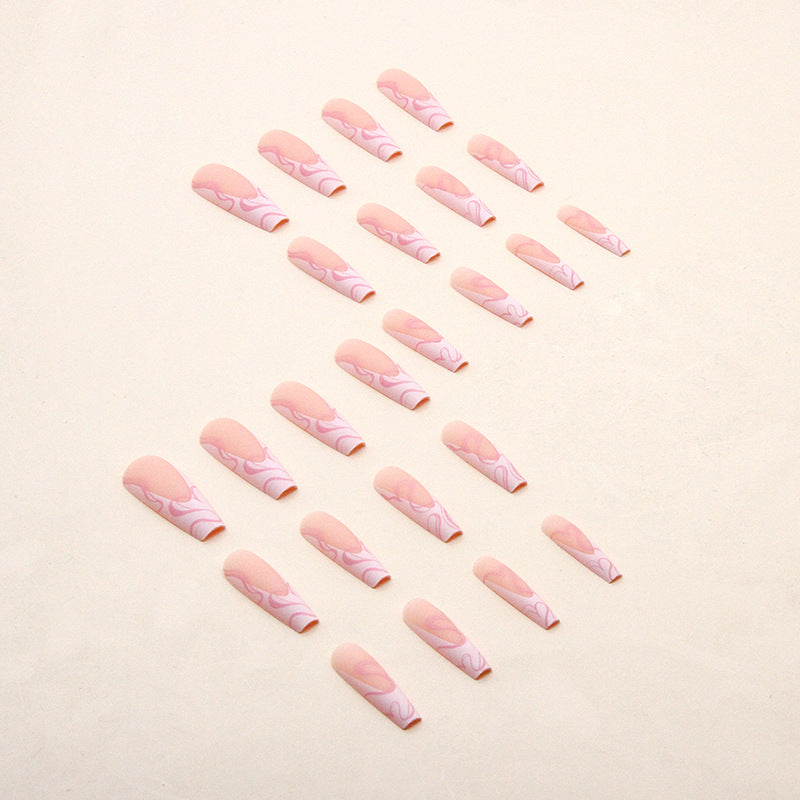 Pink Swirl Press On Nail Set – Full False Nail Kit