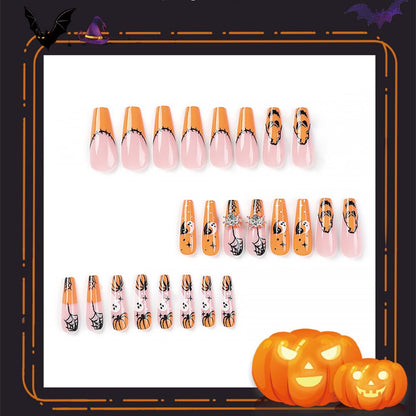 Spooky Pumpkin & Ghost Halloween Press-On Nails