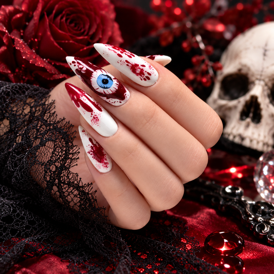 Crimson Evil Eye Gothic Press-On Nails