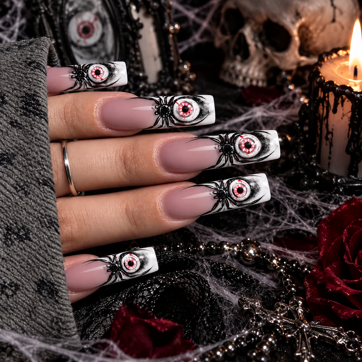 Evil Eye Gothic Square Press-On Nails