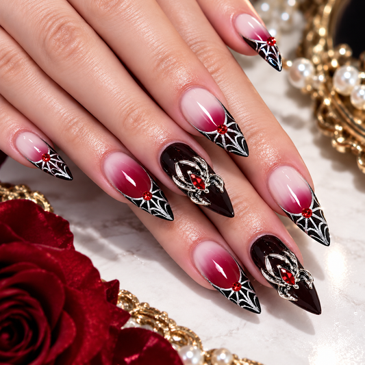 Crimson Rose Gothic Stiletto Press-On Nails