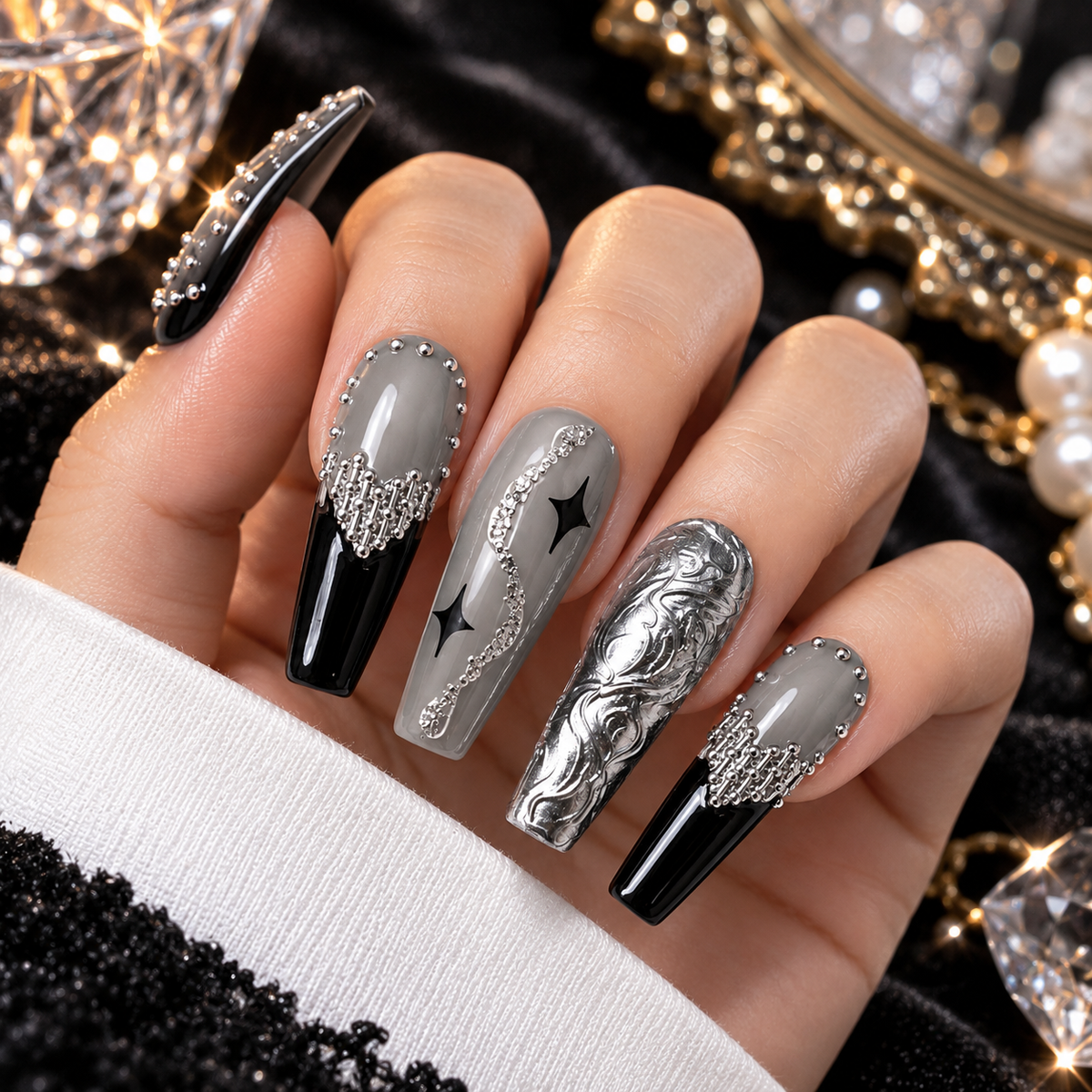 Black Ombre Gothic Press On Nails