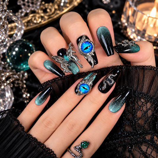 Black Gothic Butterfly Press On Nails