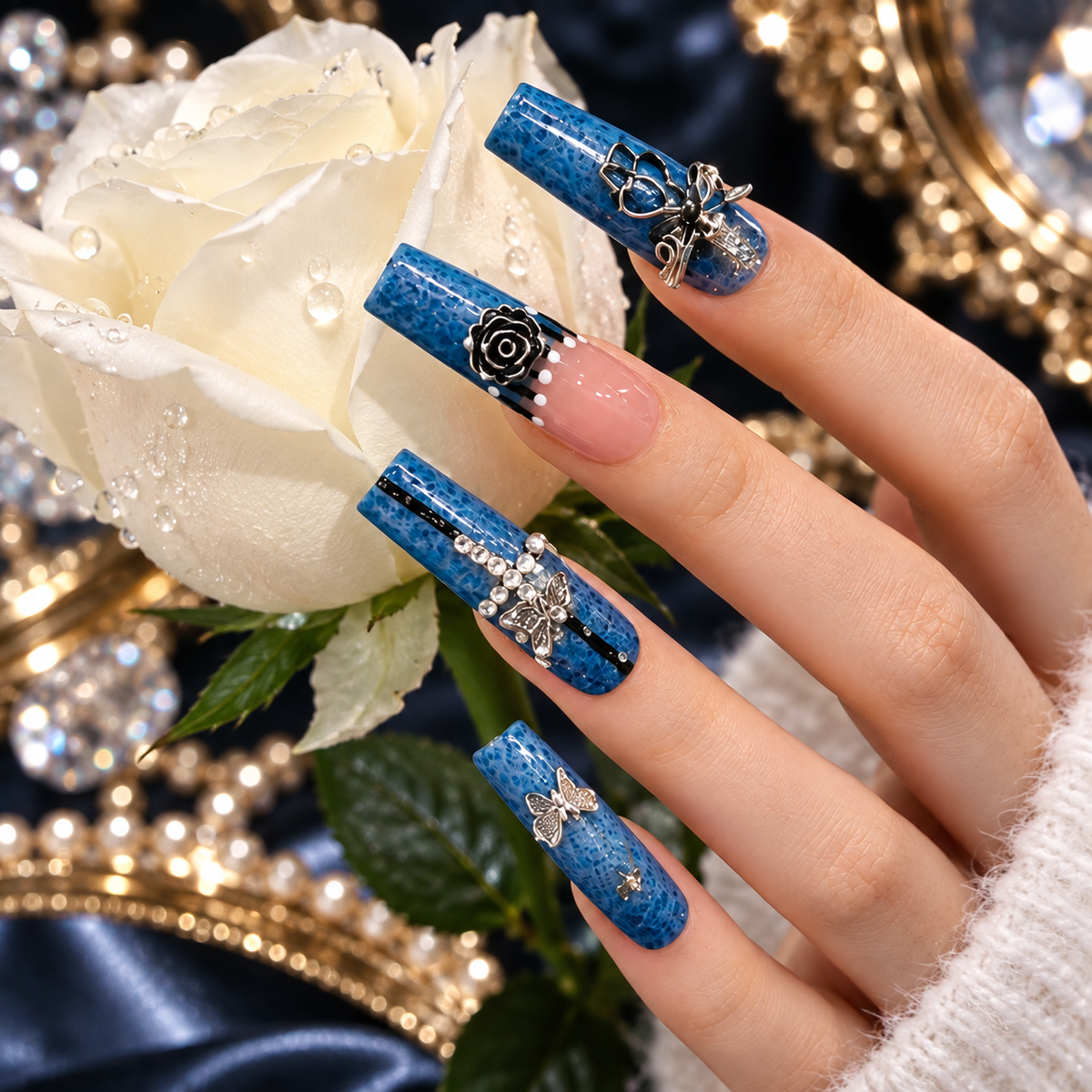 Black Pink Gothic Long Coffin Press On Nails