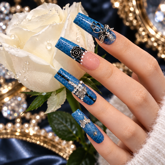 Black Pink Gothic Long Coffin Press On Nails