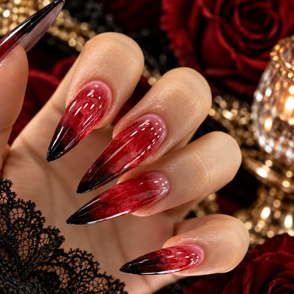 Blood Red & Black Stiletto Press-On Nails – Vampire Gothic Nails