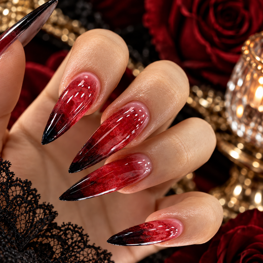 Blood Red & Black Stiletto Press-On Nails – Vampire Gothic Nails