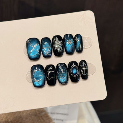 Blue Galaxy Celestial Press On Nail Set