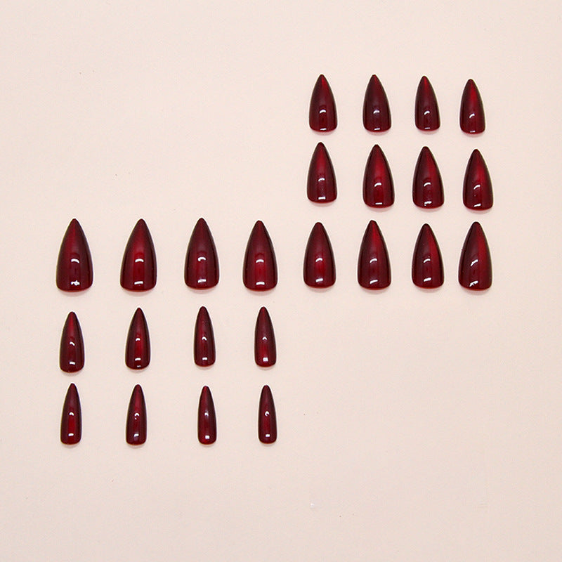 Burgundy Almond Press On Nail Set – Full Nail Kit