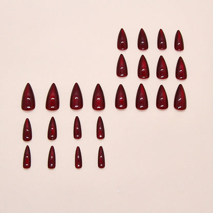 Burgundy Almond Press On Nail Set – Full Nail Kit