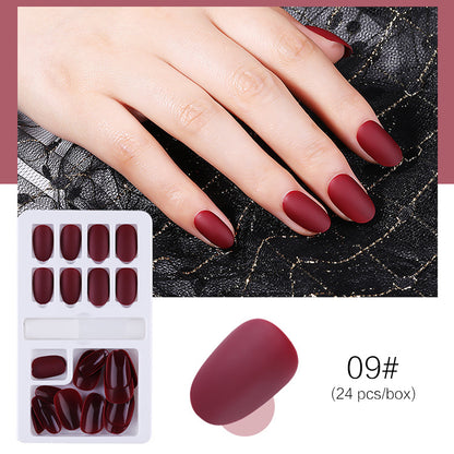 Burgundy glossy press on nails short reusable fake nail set