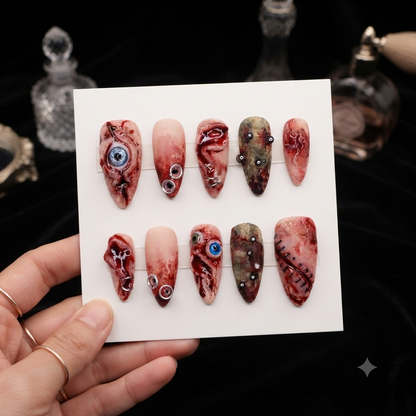 Luxury Horror Halloween Almond Press On Nails