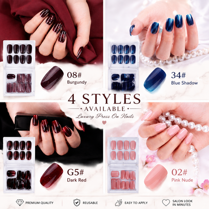 Glossy cat eye press on nails available in multiple colors and styles