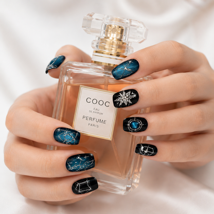 Luxury Blue Galaxy Press On Nails for Women