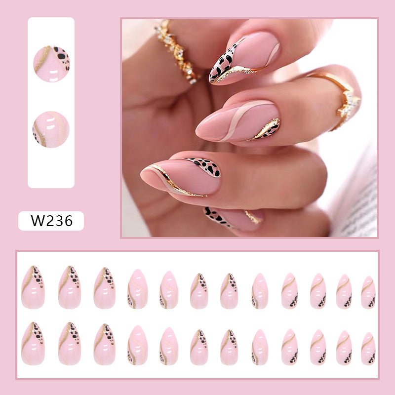 Pink Almond Press On Nails – Elegant Coffee Lifestyle Nail Look