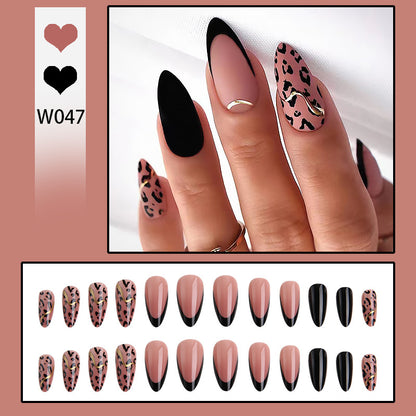 Pink Floral Almond Press On Nails – Full Nail Kit