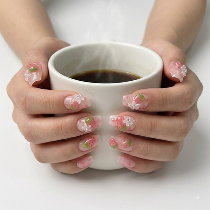 Pink Strawberry Press On Nails Cute Summer Nail Design