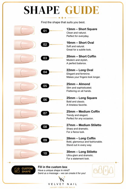 Press On Nails Shape and Length Guide