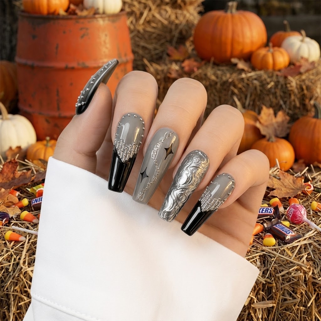 Black Ombre Gothic Press On Nails