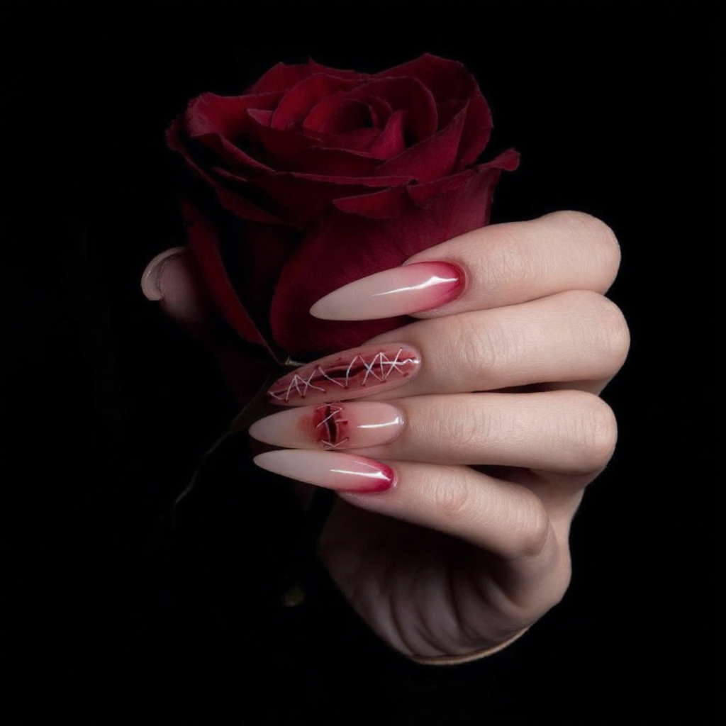 Vampire Romance Almond Nails