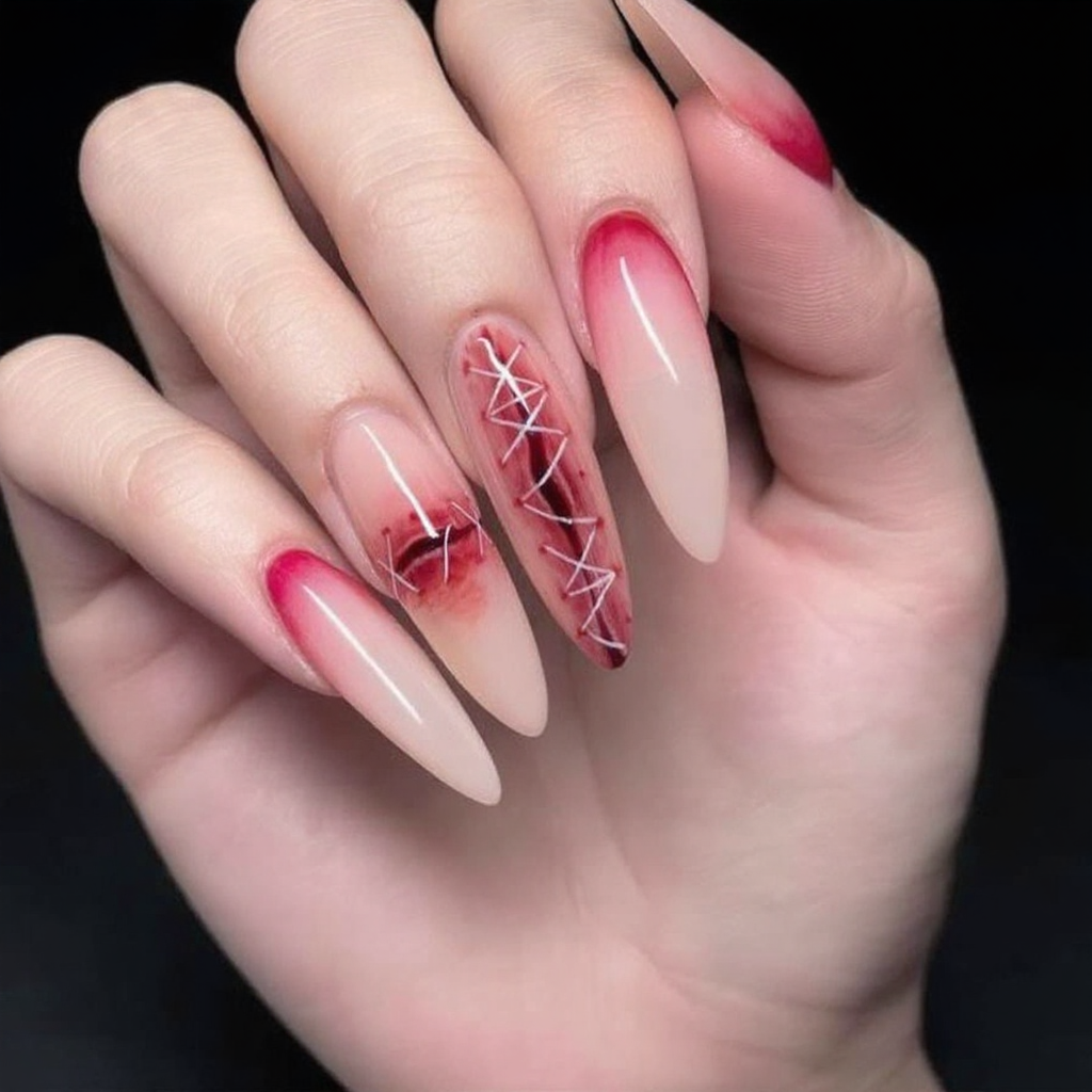 Vampire Romance Almond Nails