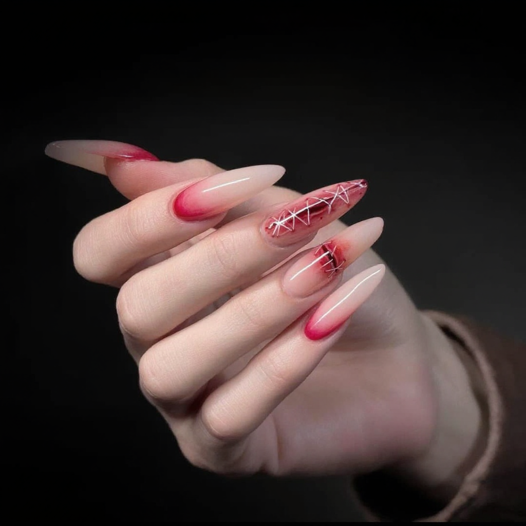 Vampire Romance Almond Nails