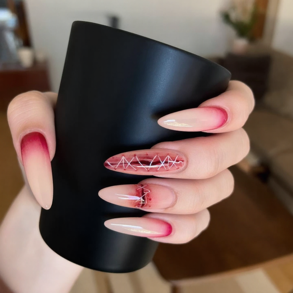 Vampire Romance Almond Nails