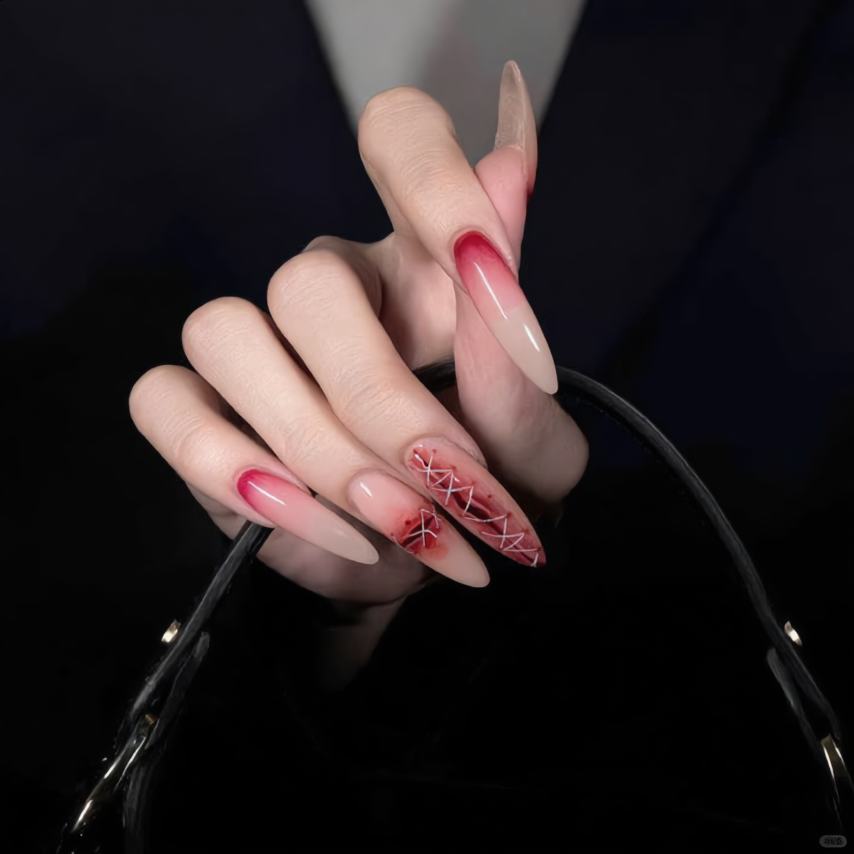 Vampire Romance Almond Nails