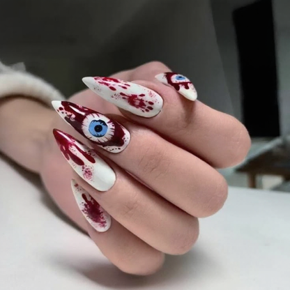 Crimson Evil Eye Gothic Press-On Nails