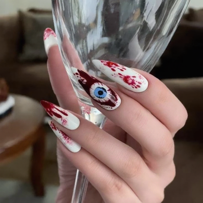 Crimson Evil Eye Gothic Press-On Nails