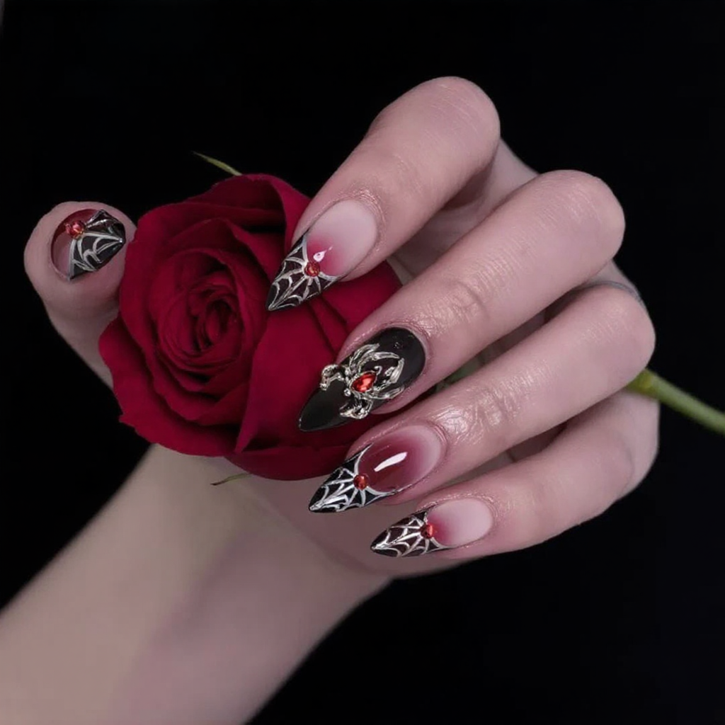 Crimson Rose Gothic Stiletto Press-On Nails