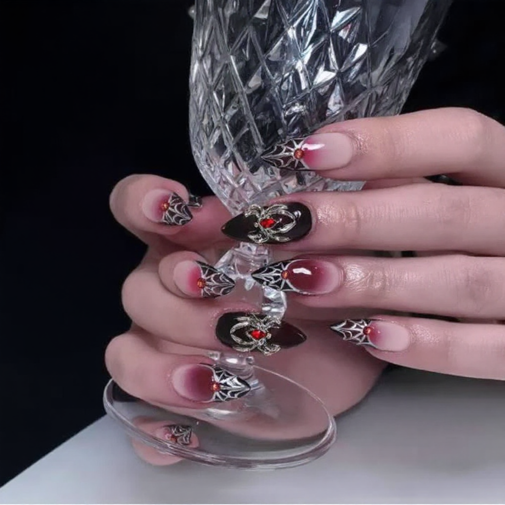 Crimson Rose Gothic Stiletto Press-On Nails