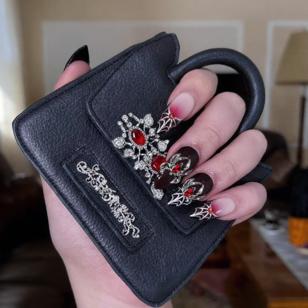 Crimson Rose Gothic Stiletto Press-On Nails