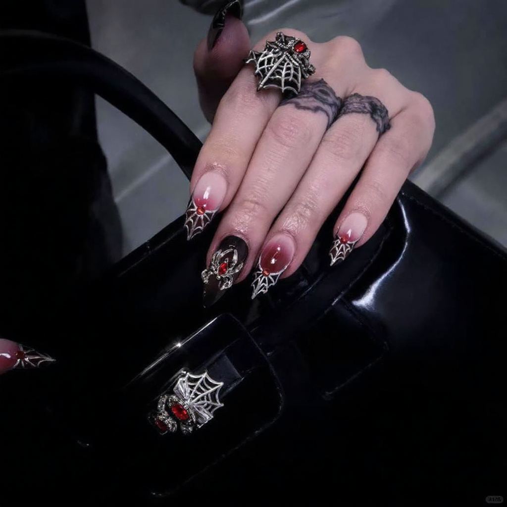 Crimson Rose Gothic Stiletto Press-On Nails