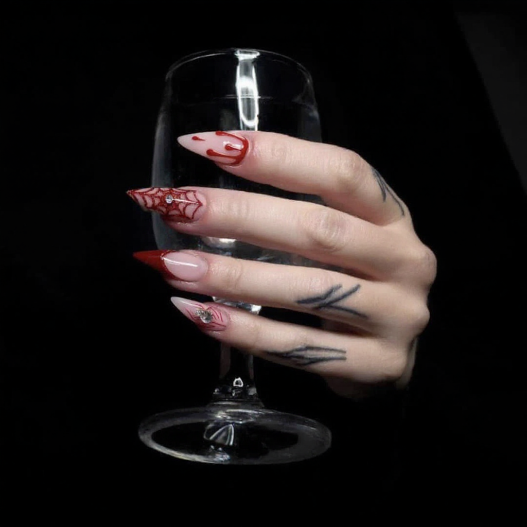 Crimson Cross Gothic Stiletto Press-On Nails