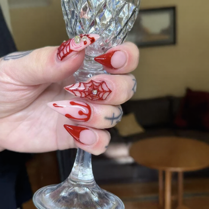 Crimson Cross Gothic Stiletto Press-On Nails