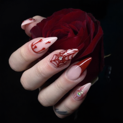 Crimson Cross Gothic Stiletto Press-On Nails