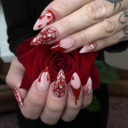 Crimson Cross Gothic Stiletto Press-On Nails