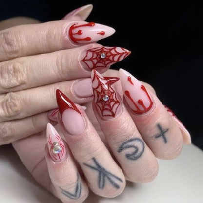 Crimson Cross Gothic Stiletto Press-On Nails