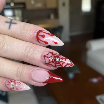 Crimson Cross Gothic Stiletto Press-On Nails