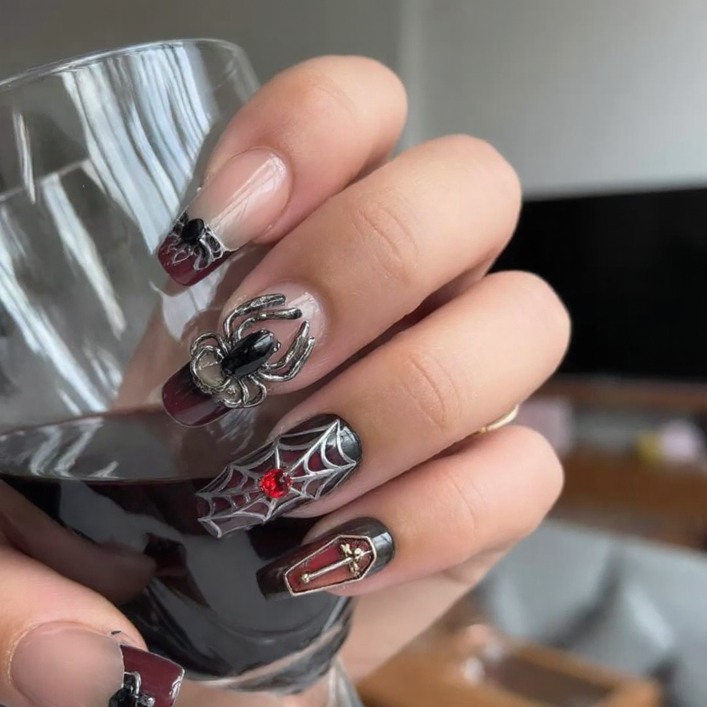 Black Widow Gothic Press-On Nails