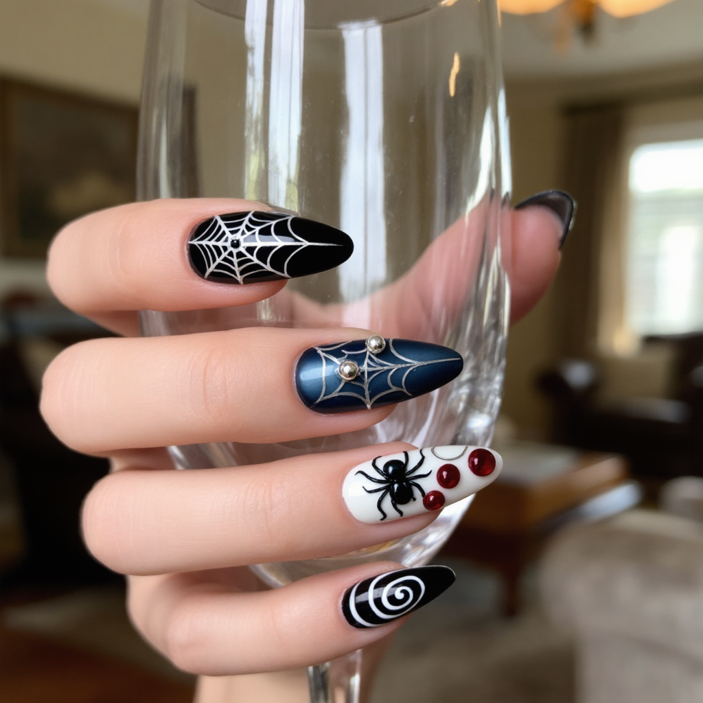 Midnight Web Gothic Press-On Nails