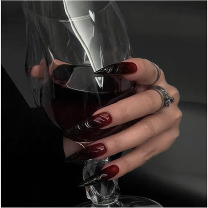Blood Red & Black Gothic Stiletto Press-On Nails – Vampire Ombre