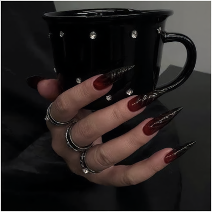 Blood Red & Black Gothic Stiletto Press-On Nails – Vampire Ombre