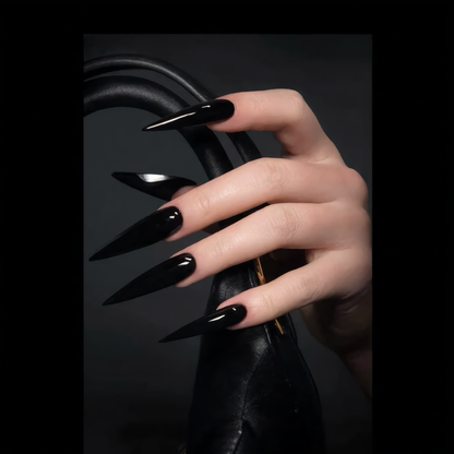 Glossy Black Stiletto Press-On Nails – Gothic Vampire Nails