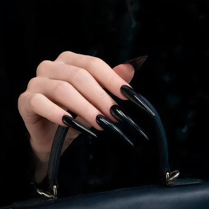 Glossy Black Stiletto Press-On Nails – Gothic Vampire Nails