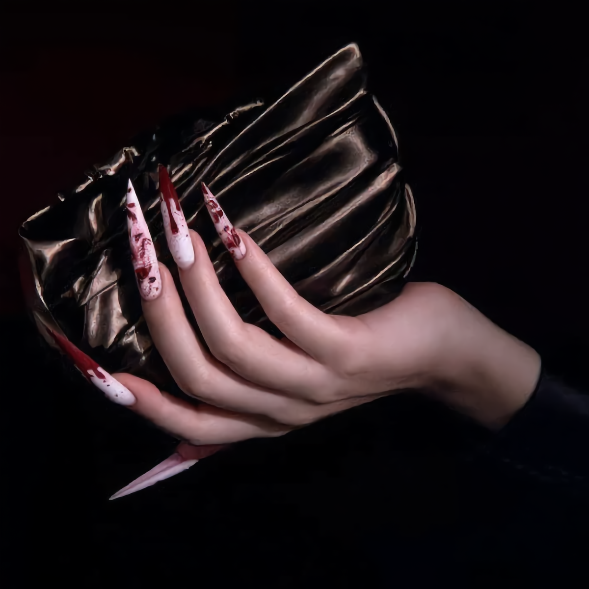 Blood Splatter Stiletto Press-On Nails – Bloody Halloween Horror Nails