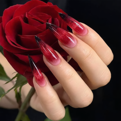 Blood Red & Black Stiletto Press-On Nails – Vampire Gothic Nails