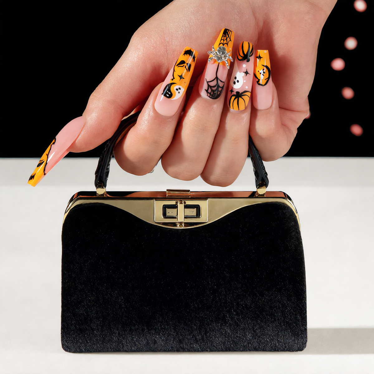 Spooky Pumpkin & Ghost Halloween Press-On Nails