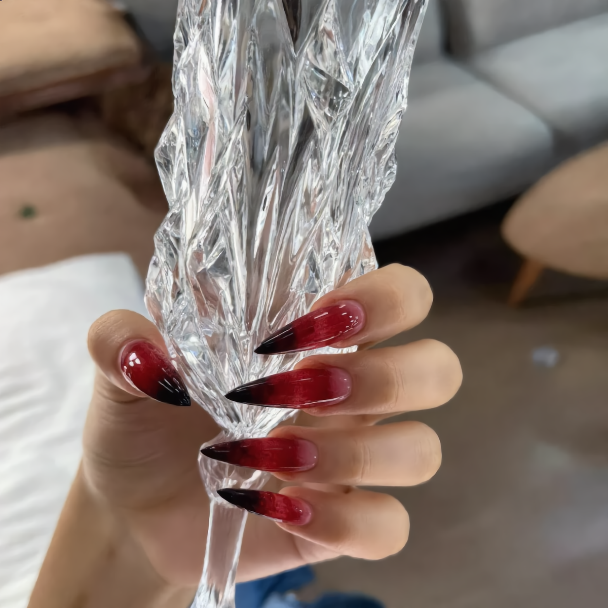 Blood Red & Black Stiletto Press-On Nails – Vampire Gothic Nails
